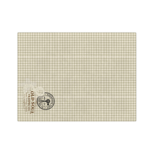 Velveteen Microfiber Blanket — Vintage Plaid 'Old Soul Trading Co.' Cozy Throw - Creations by Chris and Carlos