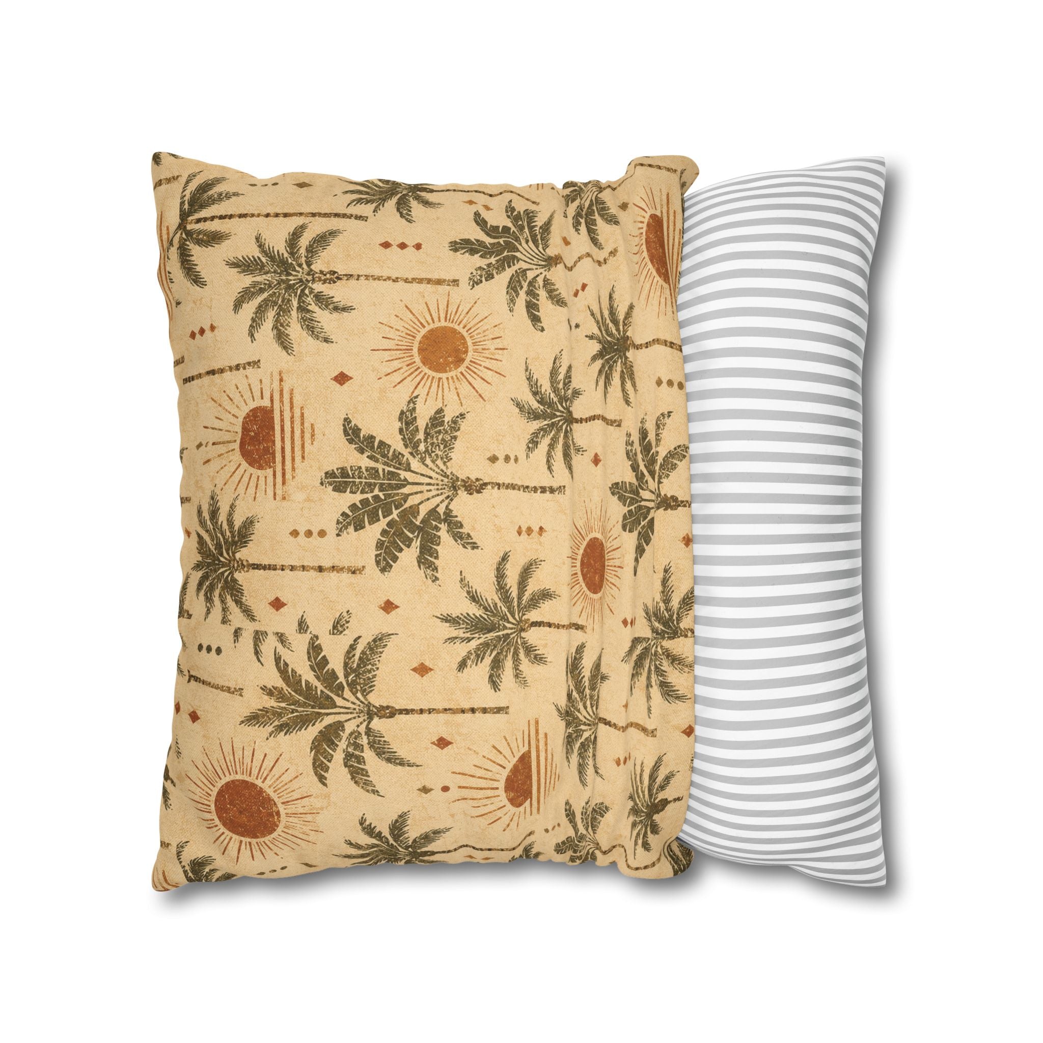 Tropical Palm Sunset Pillowcase — Boho Beach Decorative Throw Pillow Cover - Creations by Chris and Carlos
