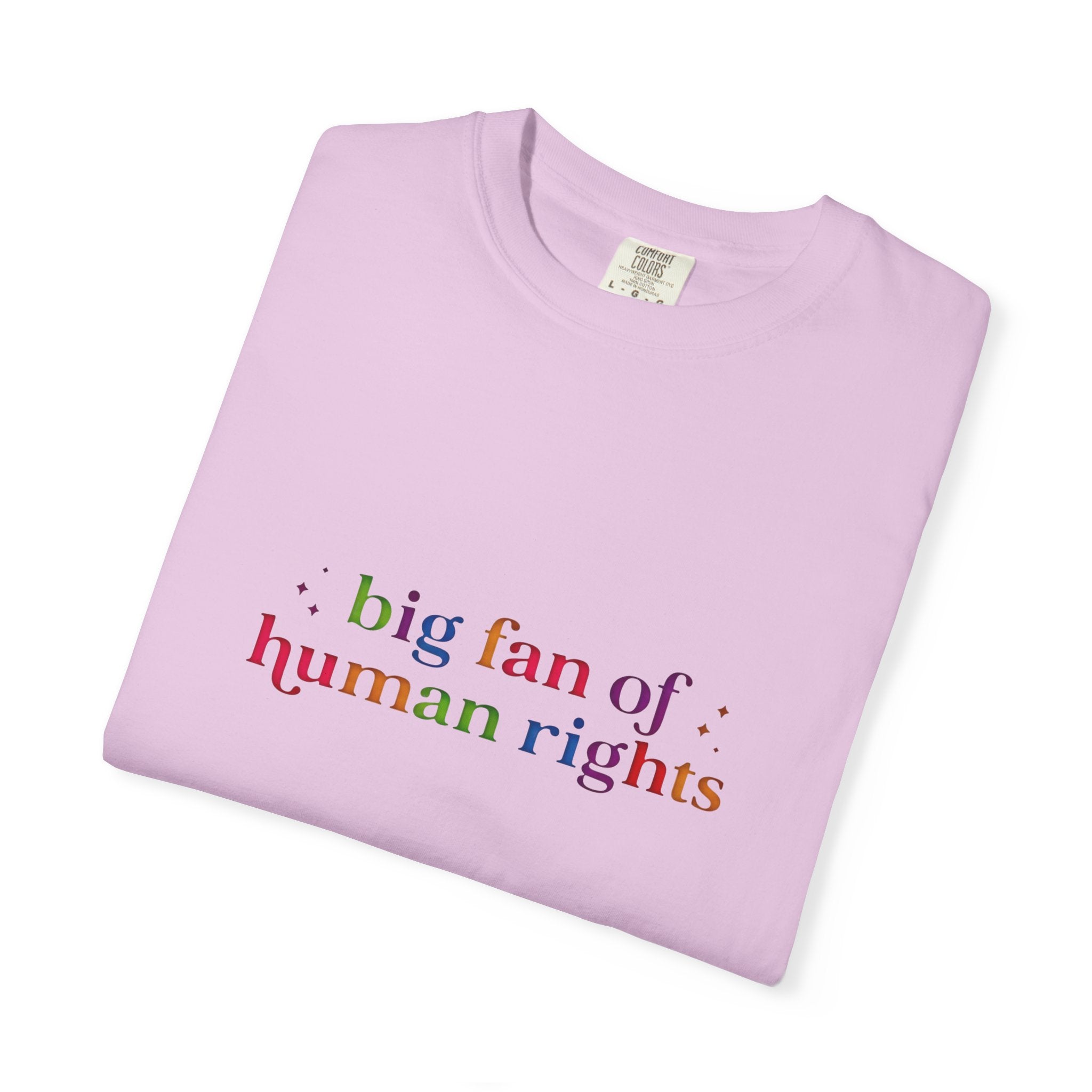 T-Shirt — "Big Fan of Human Rights" Graphic Tee (Equality & Activism Icons) - Creations by Chris and Carlos