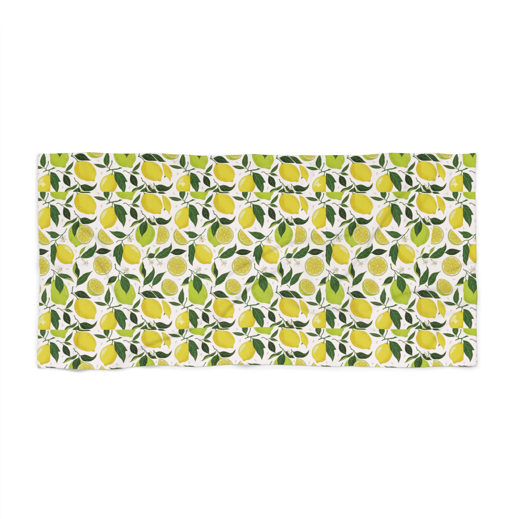 Lemon Grove Beach Towel — Bright Citrus Pattern Beach Towel - Creations by Chris and Carlos