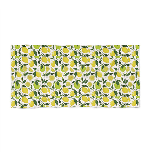 Lemon Grove Beach Towel — Bright Citrus Pattern Beach Towel - Creations by Chris and Carlos