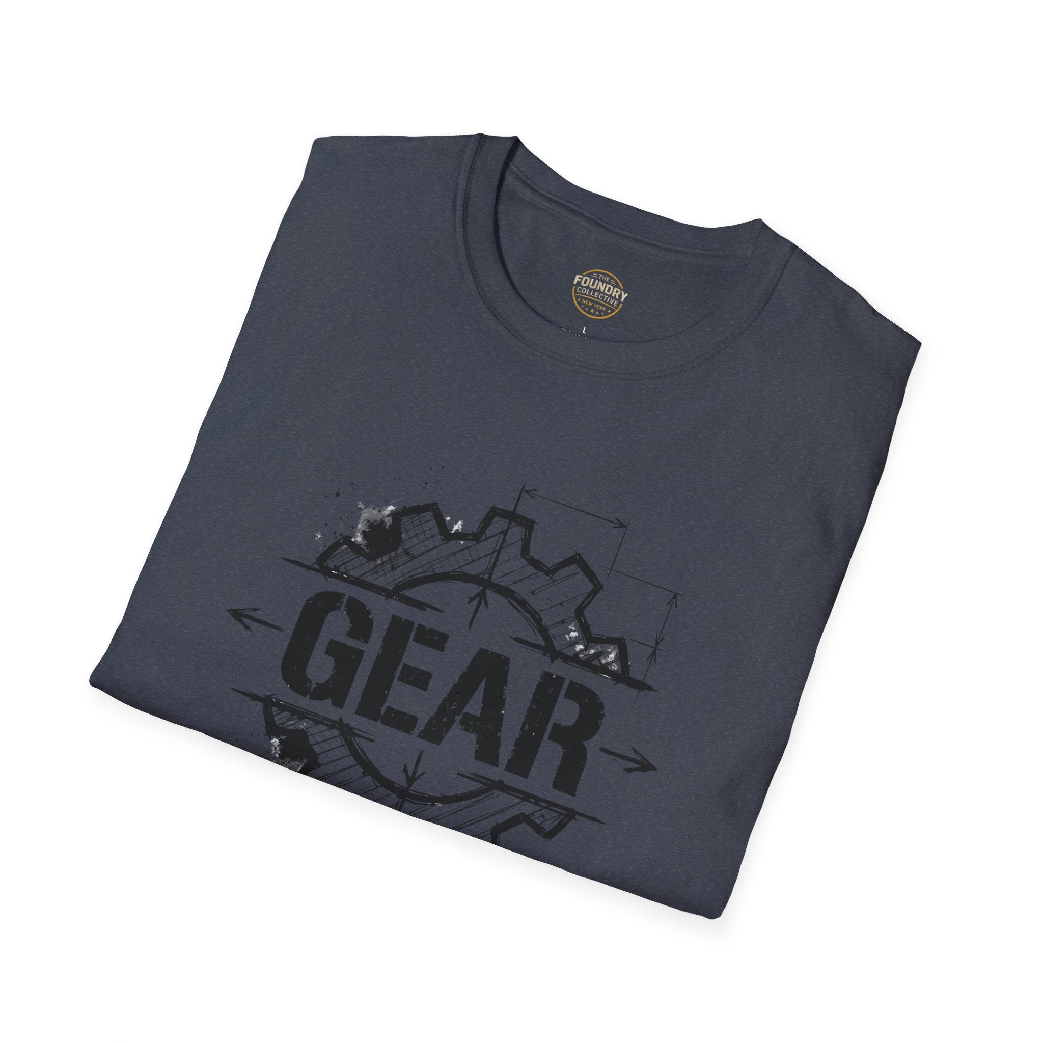 The Foundry Collective Gear Blueprint T-Shirt — Mechanical Engineering Sketch Tee - Creations by Chris and Carlos