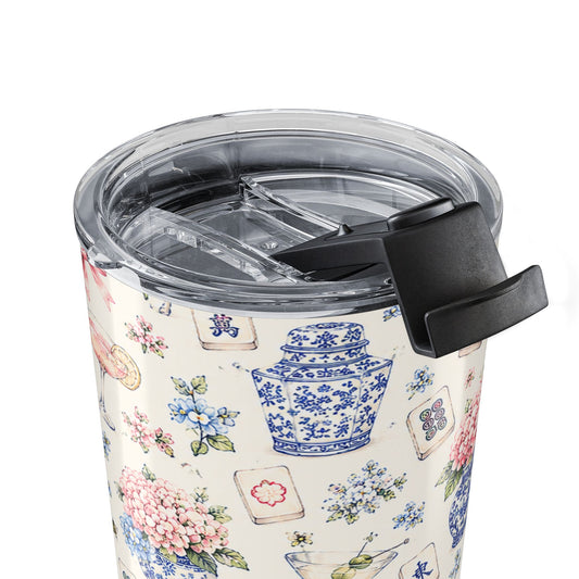 20oz Chinoiserie Floral Tumbler – Blue & Pink Porcelain Pattern Insulated Travel Cup - Creations by Chris and Carlos