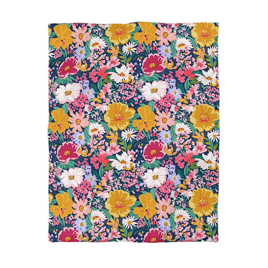 The Artisanal Flora Gallery Floral Duvet Cover — Bright Garden Bloom Microfiber Bedding - Creations by Chris and Carlos