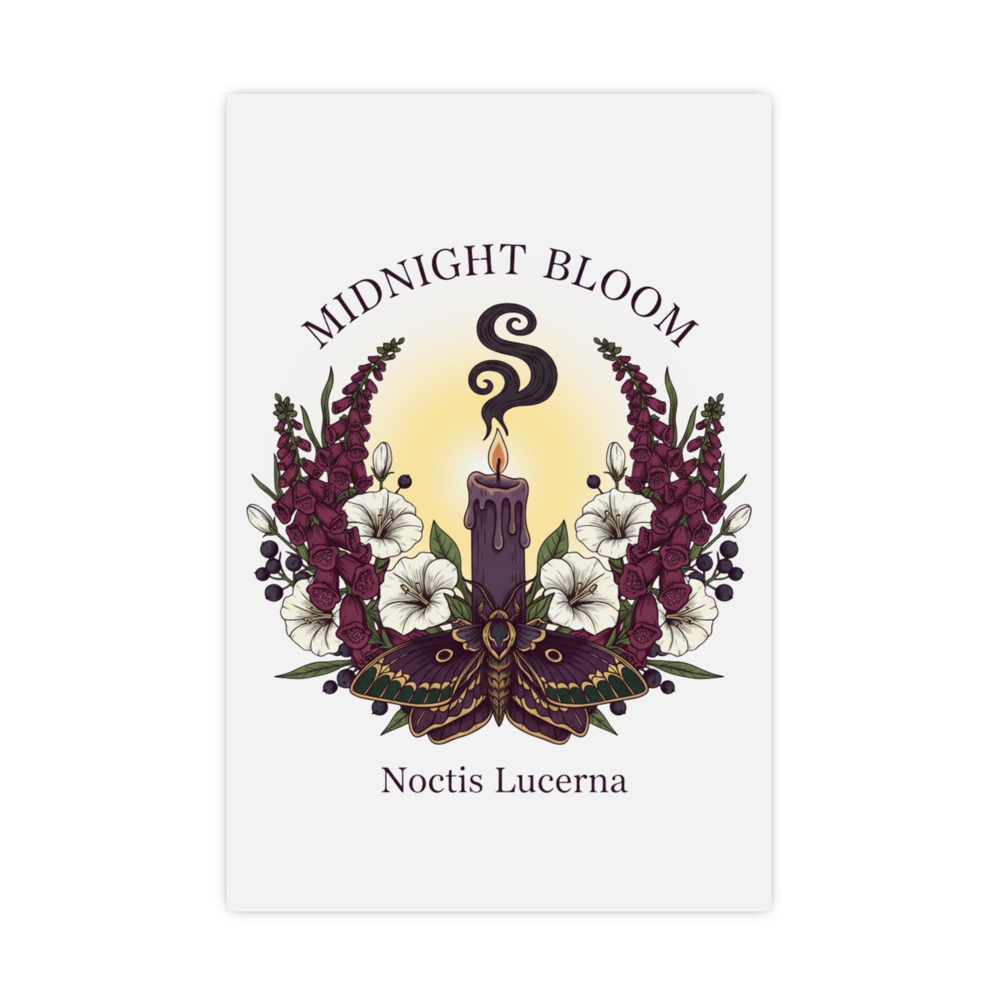 Midnight Bloom Poster — Botanical Candle Art Print (Noctis Lucerna) - Creations by Chris and Carlos