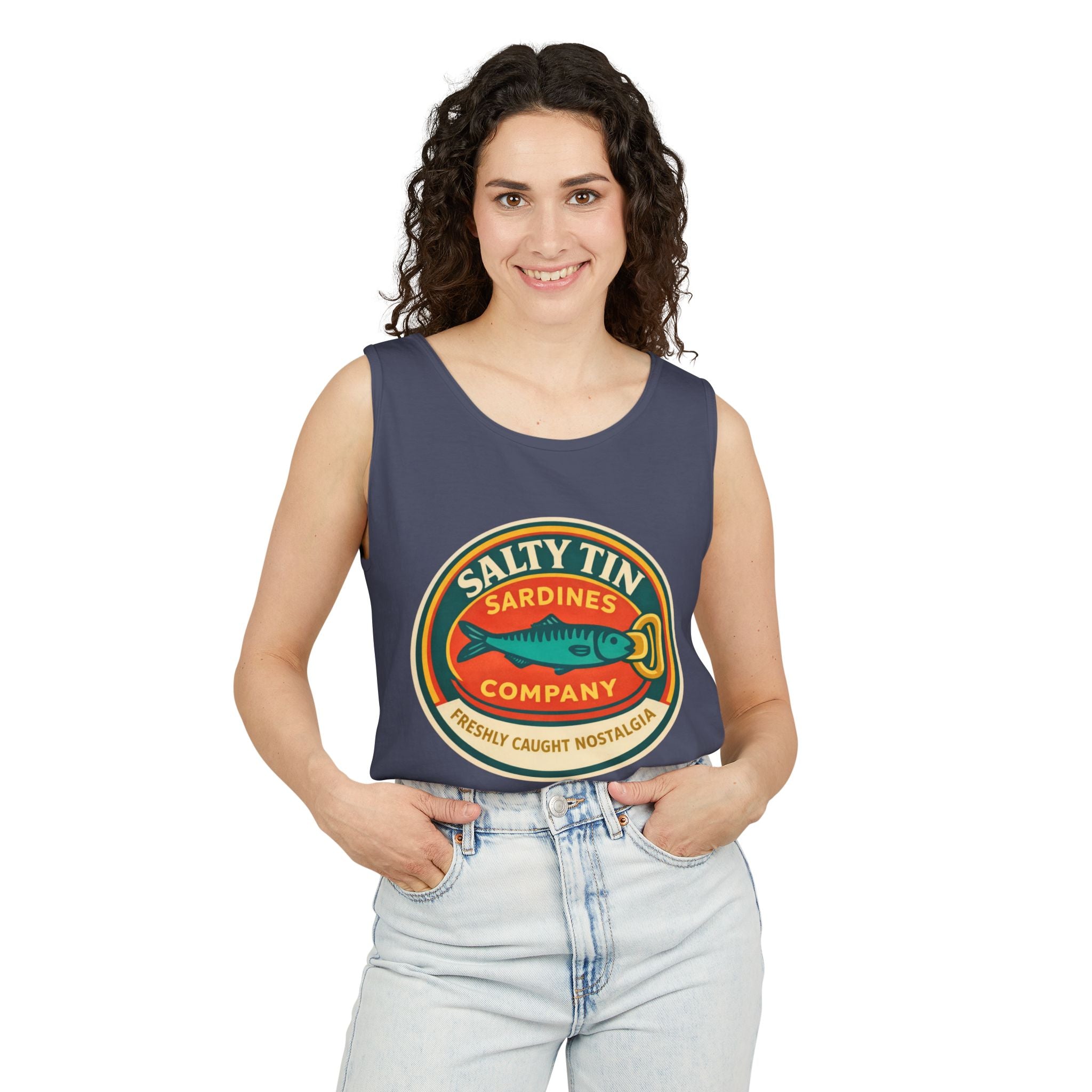 Salty Tin Sardines Vintage Logo Tank Top - Creations by Chris and Carlos