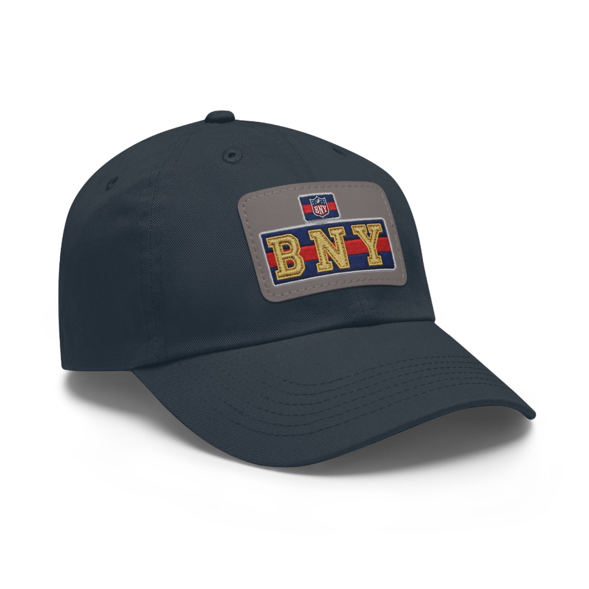 BNY Leather Patch Dad Hat – Vintage Varsity Baseball Cap - Creations by Chris and Carlos