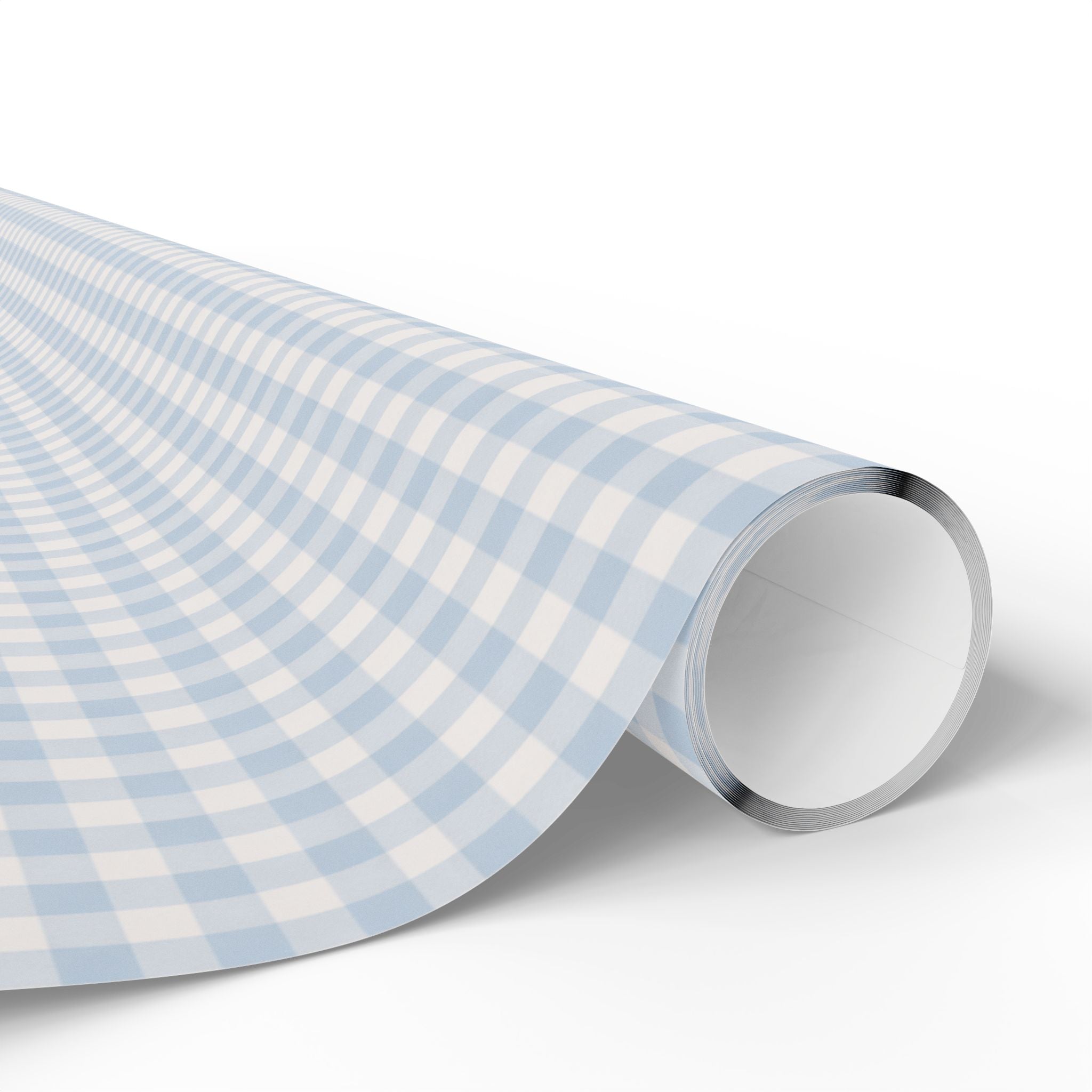 Wrapping Paper Roll — Light Blue Gingham Check Gift Wrap - Creations by Chris and Carlos