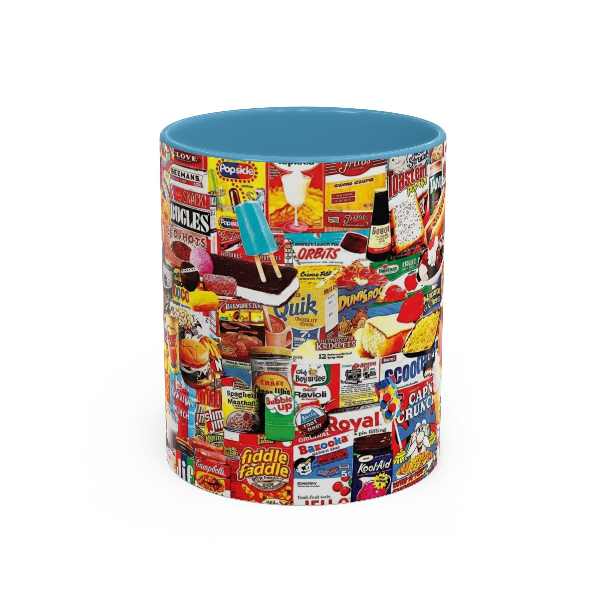 Retro Snack Collage Mug — Vintage Candy & Cereal Packaging Accent Coffee Mug - Creations by Chris and Carlos