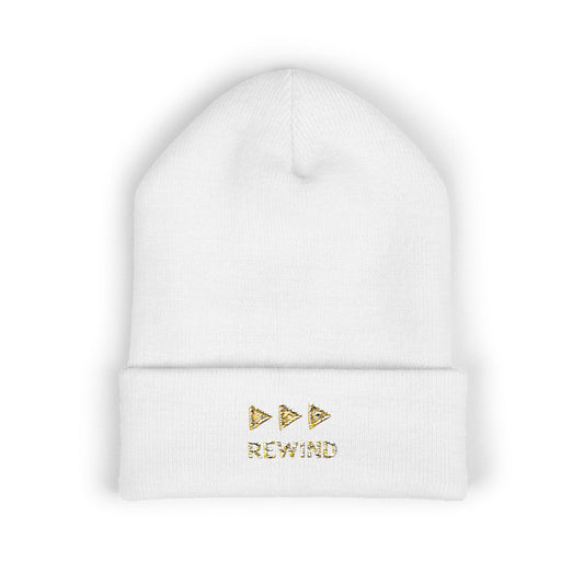 Embroidered Gold Star 'RE Wind' Cuffed Beanie - Creations by Chris and Carlos