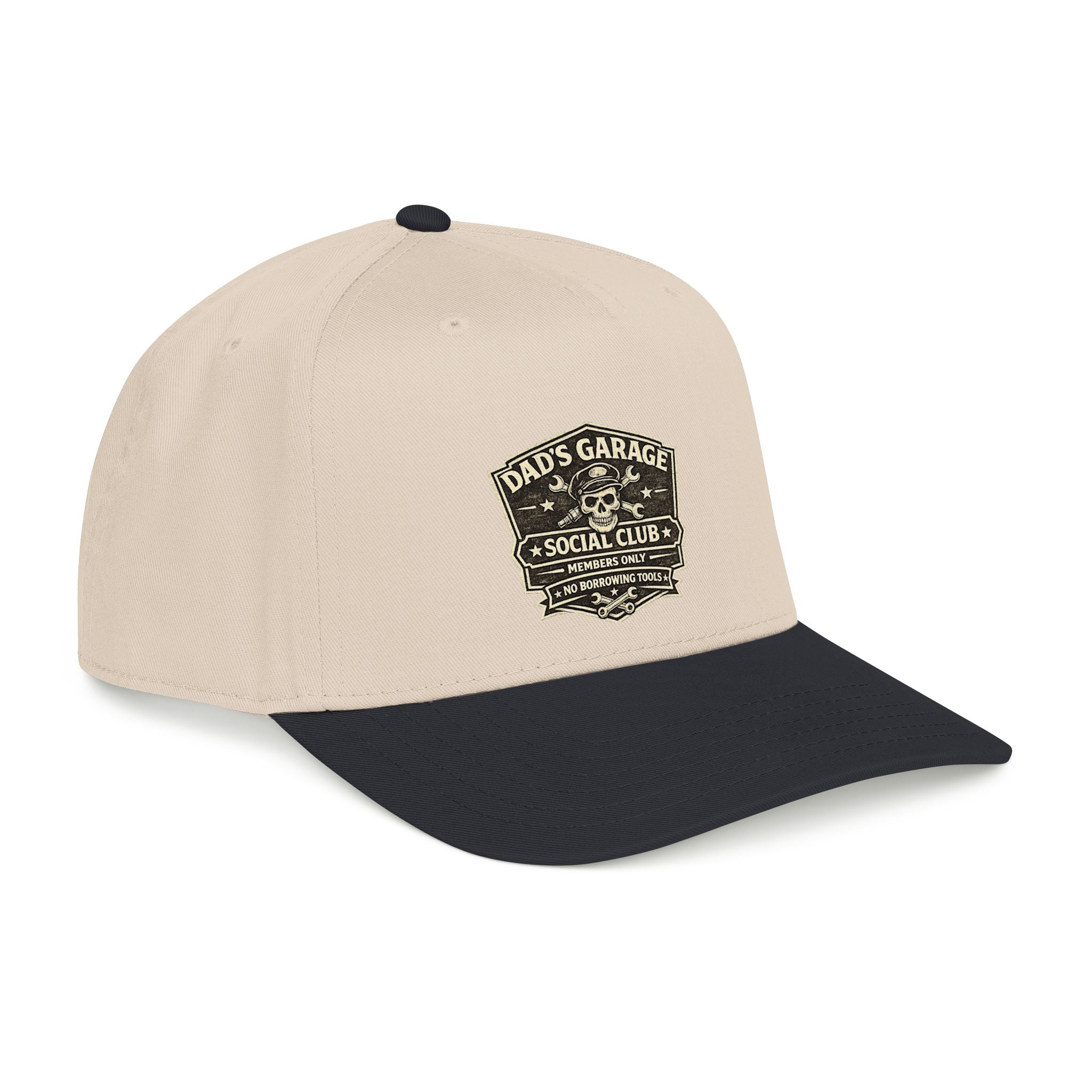 Dad's Garage Social Club Baseball Cap — Vintage Mechanic Snapback Hat - Creations by Chris and Carlos