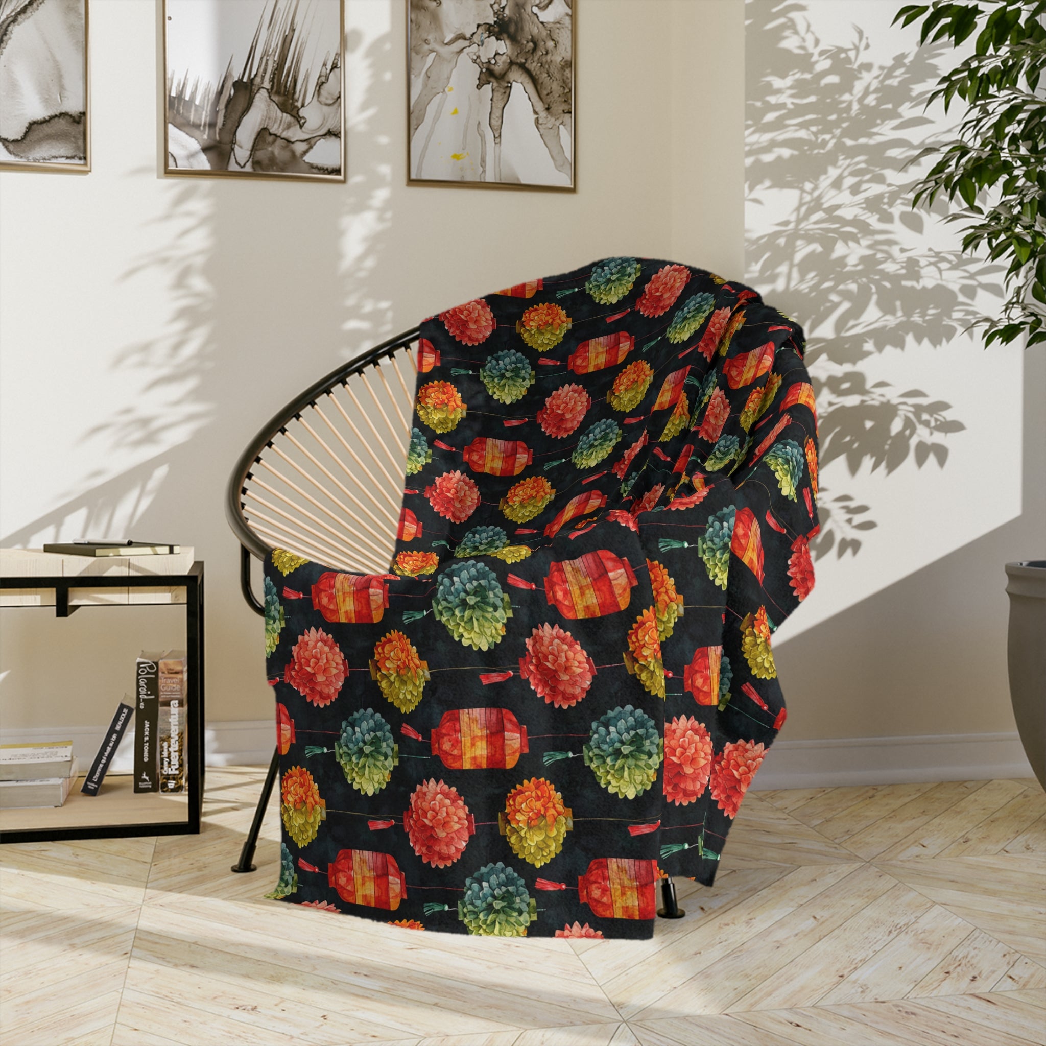 Sol y Alegría (Sun and Joy) Collection-Lanterns Velveteen Blanket - Creations by Chris and Carlos