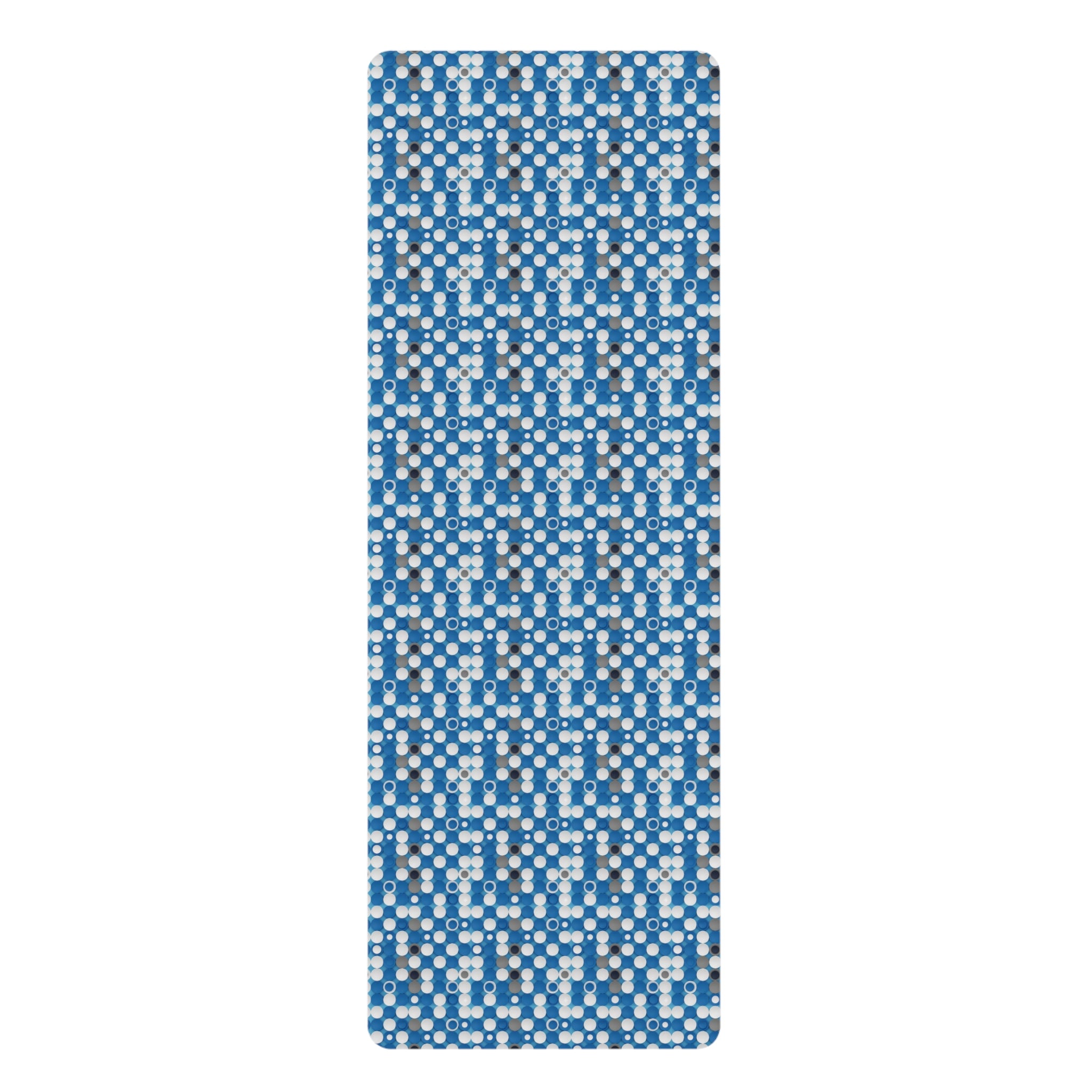 Prism Point Athletic Collection- Blue Mosaic Rubber Yoga Mat Non‑Slip Patterned Exercise Mat - Creations by Chris and Carlos