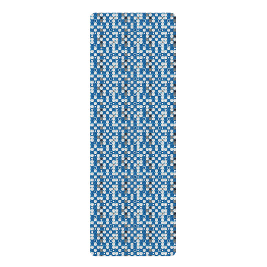 Prism Point Athletic Collection- Blue Mosaic Rubber Yoga Mat Non‑Slip Patterned Exercise Mat - Creations by Chris and Carlos