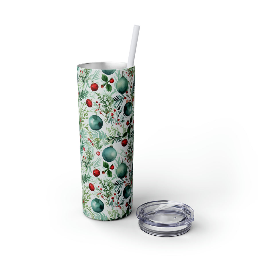 Christmas Ivy- Skinny Tumbler with Straw, 20oz - Creations by Chris and Carlos