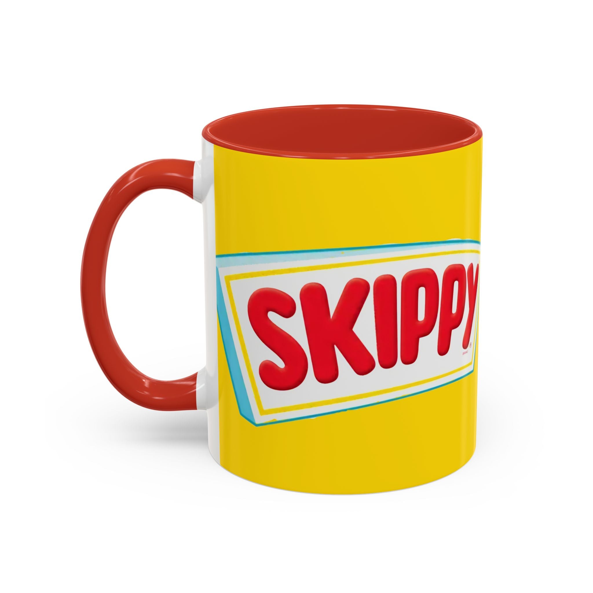 Skippy Retro Logo Coffee Mug — Yellow Accent Peanut Butter Inspired 11/15oz - Creations by Chris and Carlos