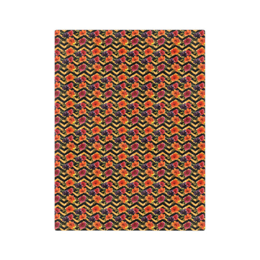 Sol y Alegría (Sun and Joy) Collection- Floral Chevron Velveteen Microfiber Blanket - Creations by Chris and Carlos