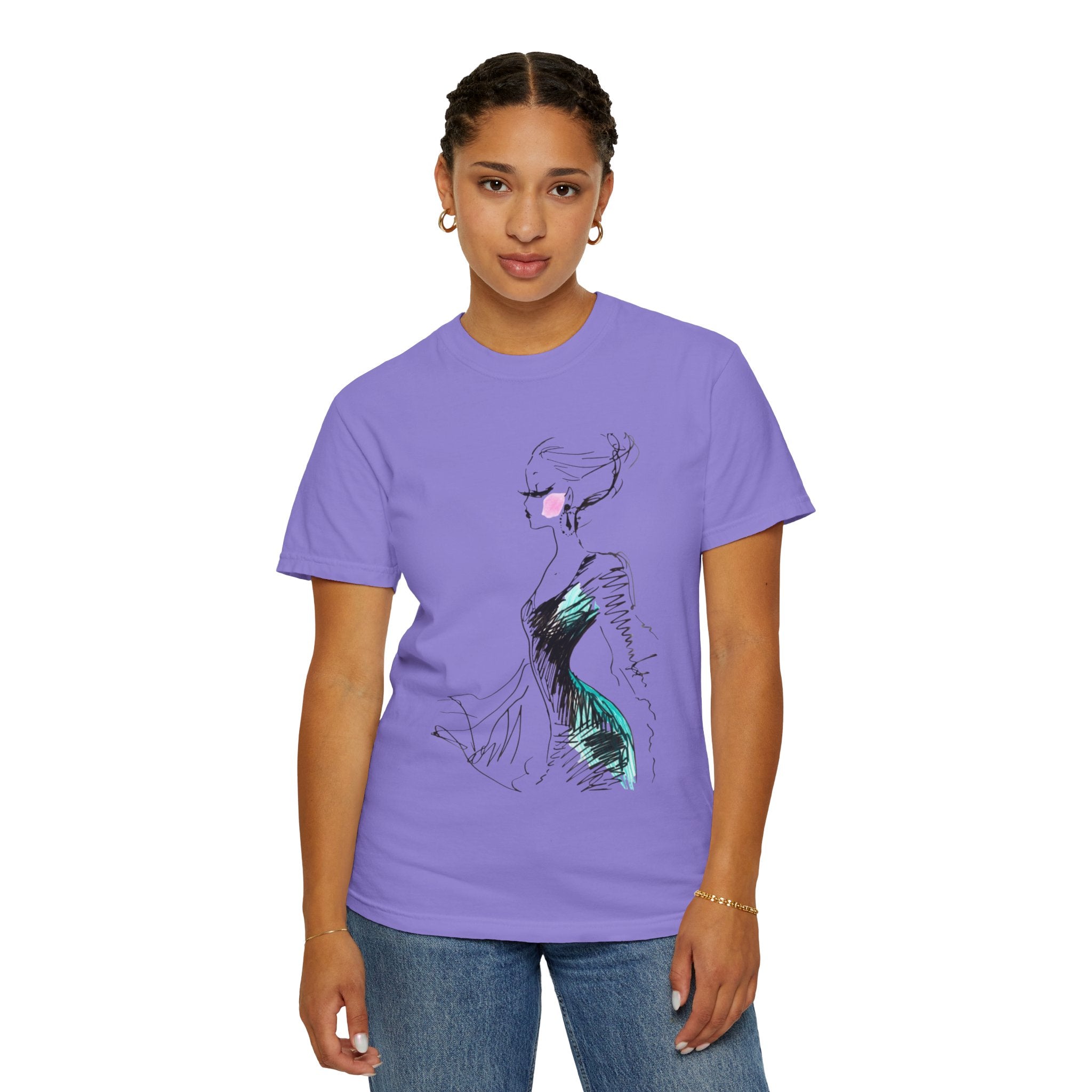 Fashion Sketch T-Shirt – Hand-Drawn Dress Illustration Tee - Creations by Chris and Carlos