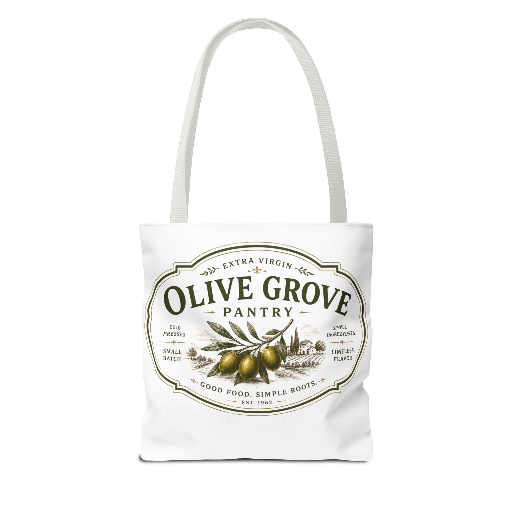 Olive Grove Pantry Tote Bag — Vintage Olive Oil Market Grocery Tote - Creations by Chris and Carlos