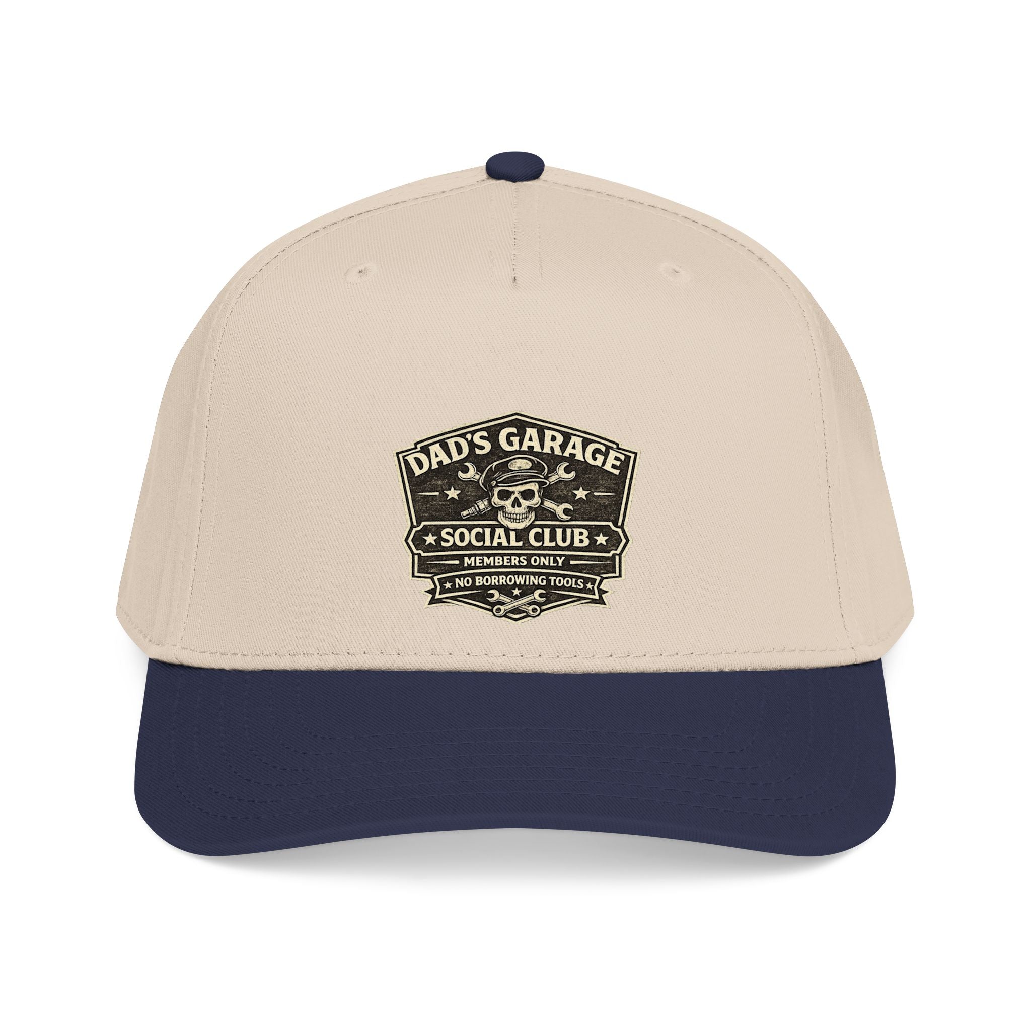 Dad's Garage Social Club Baseball Cap — Vintage Mechanic Snapback Hat - Creations by Chris and Carlos