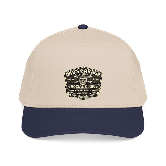 Dad's Garage Social Club Baseball Cap — Vintage Mechanic Snapback Hat - Creations by Chris and Carlos
