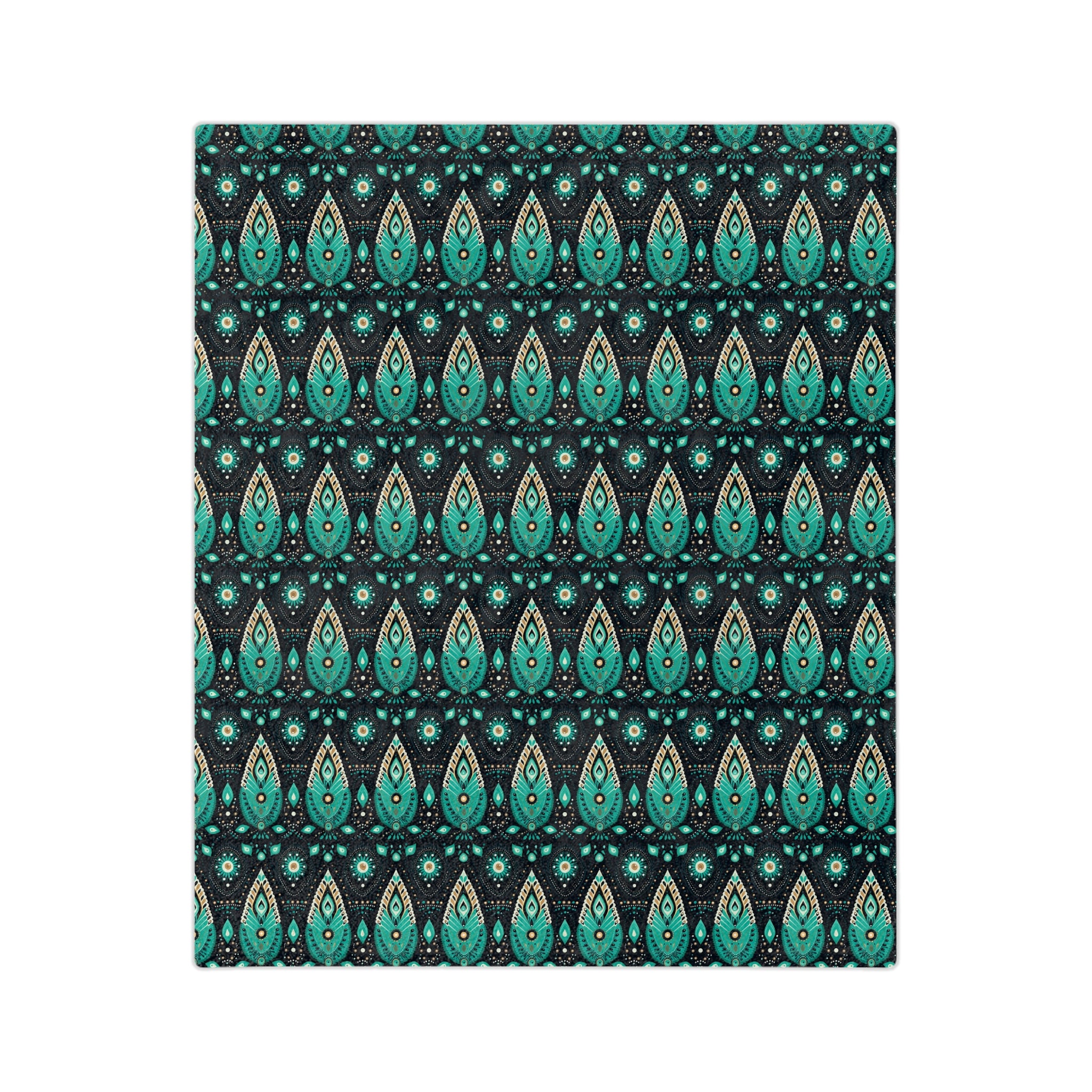 Sol y Alegría (Sun and Joy) Collection-Teal Paisley Velveteen Microfiber Blanket Soft Boho Throw for Bedroom & Travel - Creations by Chris and Carlos