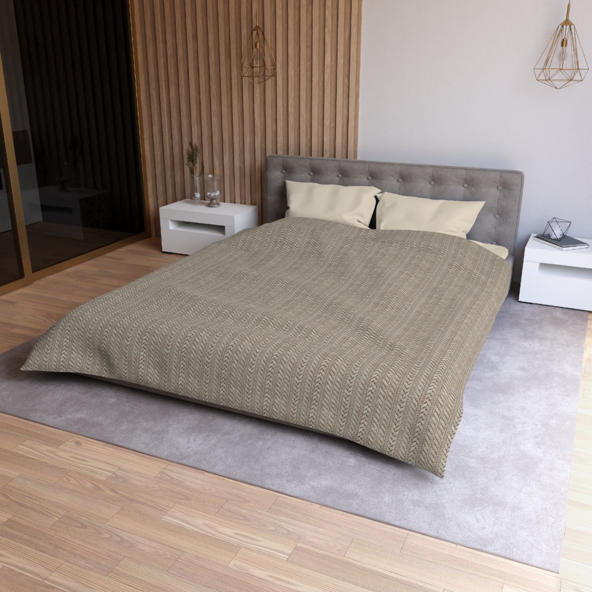 Plumstead Manor Neutral Woven Texture Duvet Cover — Microfiber Bedding, Modern Farmhouse, Cozy Earth-Tone Master Bedroom - Creations by Chris and Carlos