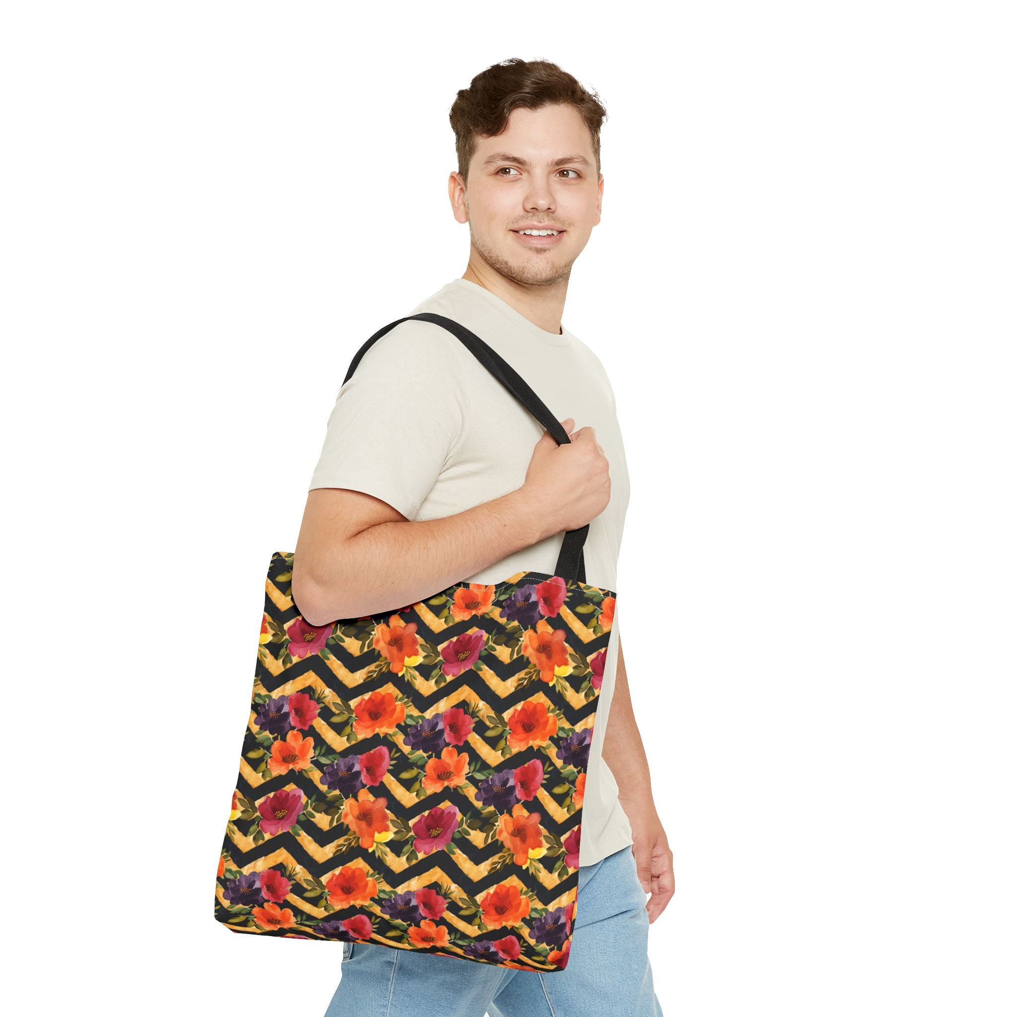 Sol y Alegría (Sun and Joy) Collection- Cactus Succulent Pattern Microfiber Blanket Soft Velveteen Throw for Home & Garden Lovers Floral Chevron Tote Bag — Bright Orange & Pink All-Over-Print Beach Shopper - Creations by Chris and Carlos