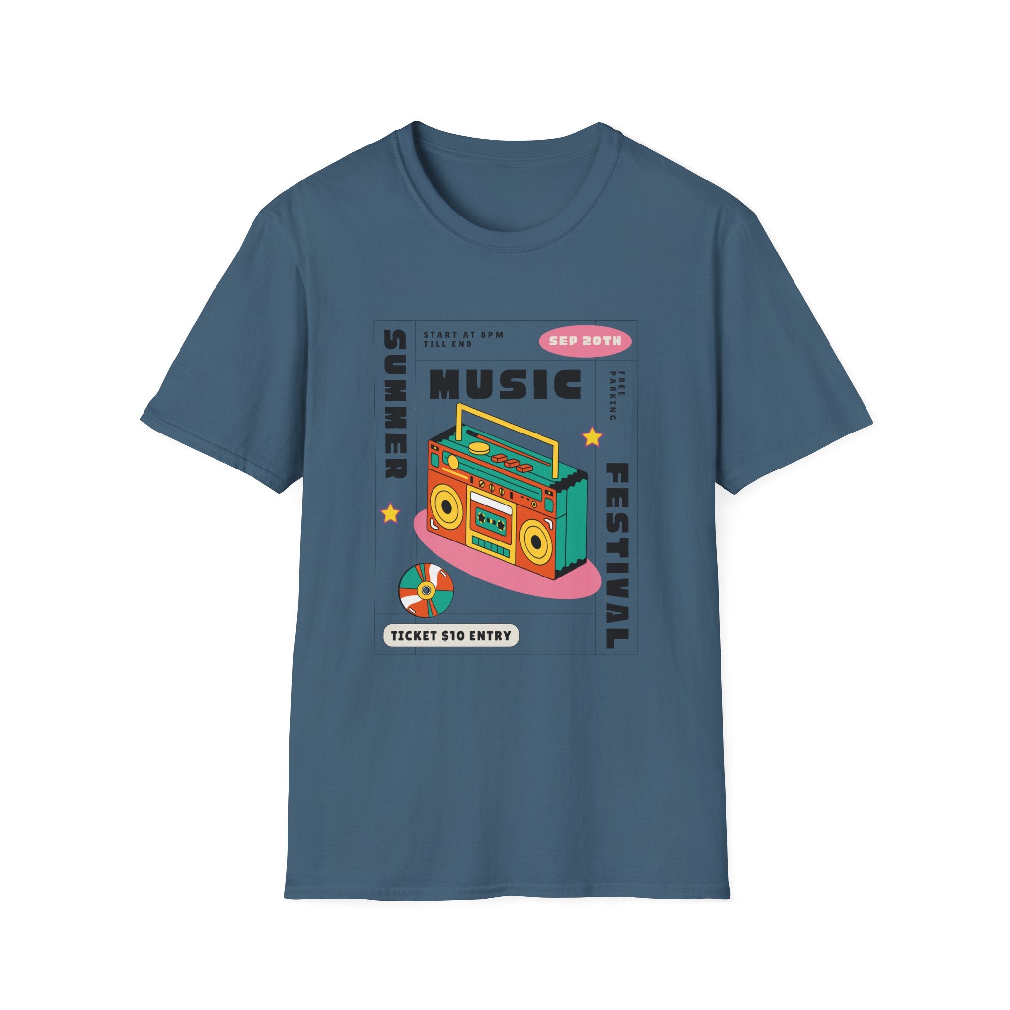 Music Festival T-Shirt — Retro Boombox Summer Festival Design - Creations by Chris and Carlos