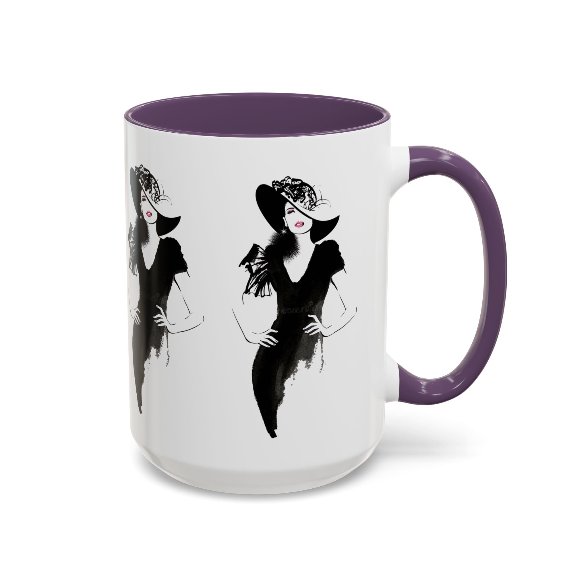 Elegant Lady Fashion Coffee Mug – Vintage Chic Black & White Accent - Creations by Chris and Carlos