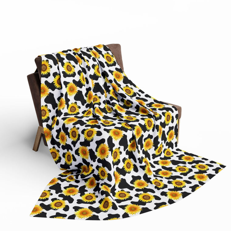 Sunflower Pattern Arctic Fleece Blanket — Cozy Floral Throw for Home & Gift