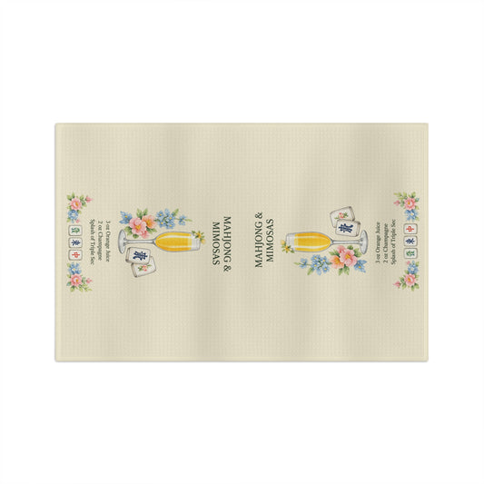 Mahjong & Mimosas Tea Towel — Floral Mahjong Game Brunch Kitchen Towel - Creations by Chris and Carlos