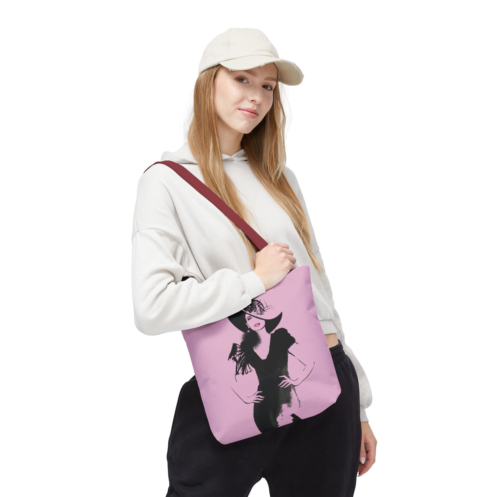 Fashion Illustration Tote Bag — Chic Pink Lady Print - Creations by Chris and Carlos