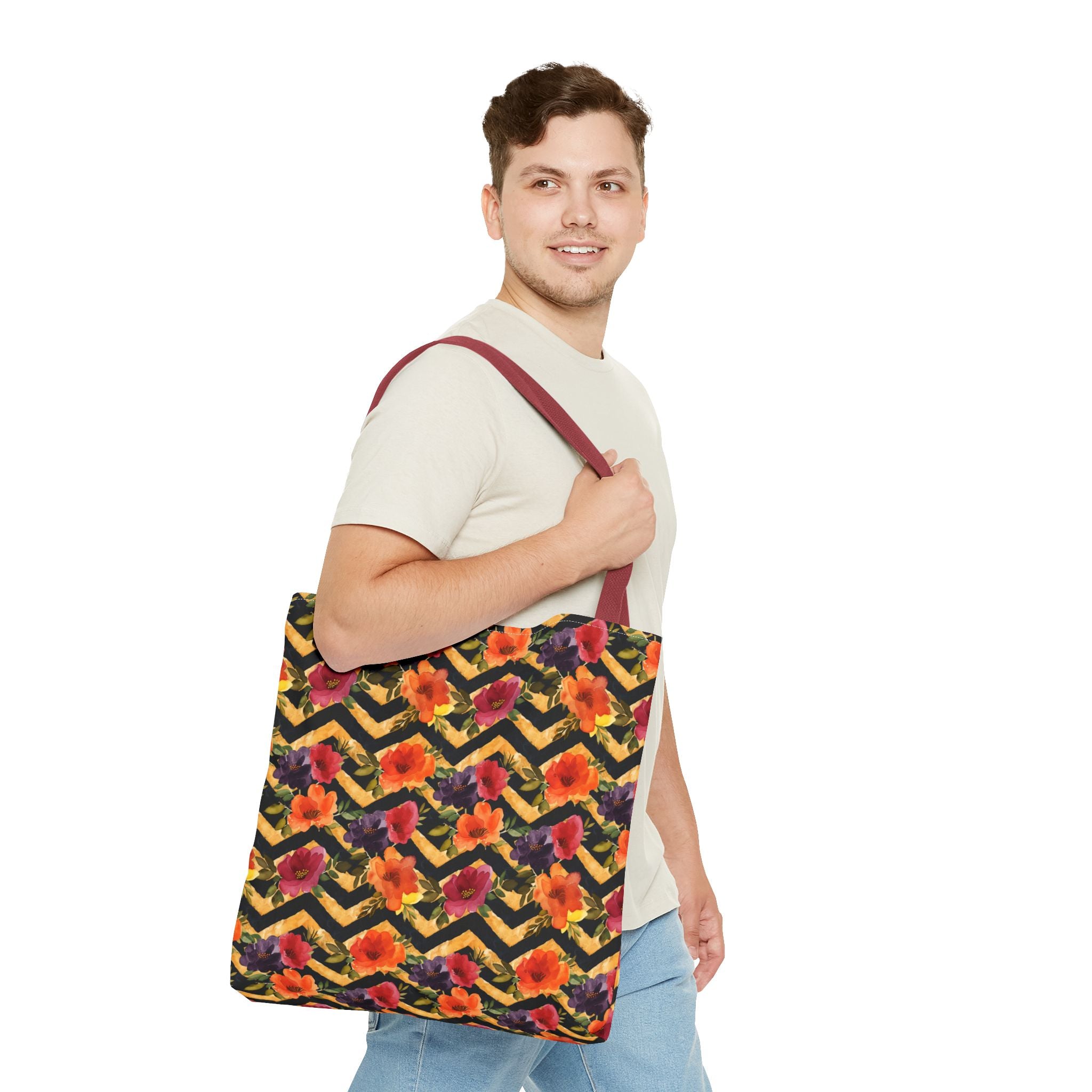 Sol y Alegría (Sun and Joy) Collection- Cactus Succulent Pattern Microfiber Blanket Soft Velveteen Throw for Home & Garden Lovers Floral Chevron Tote Bag — Bright Orange & Pink All-Over-Print Beach Shopper - Creations by Chris and Carlos