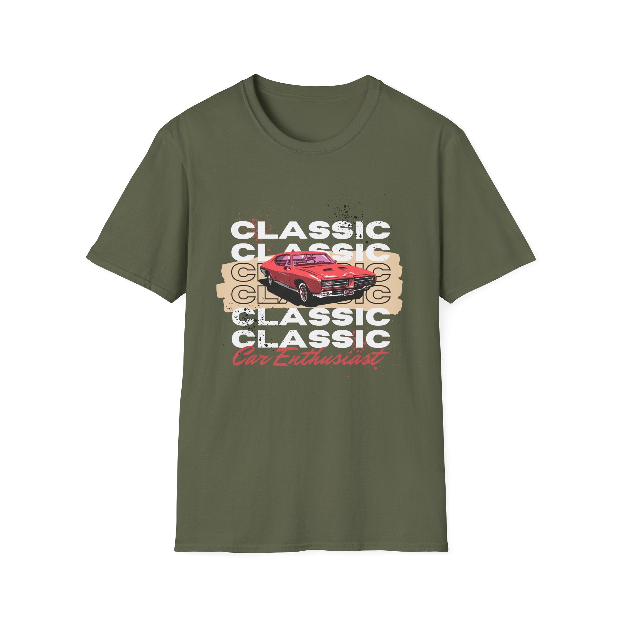Classic Car Enthusiast T-Shirt — Vintage Red Muscle Car Graphic - Creations by Chris and Carlos