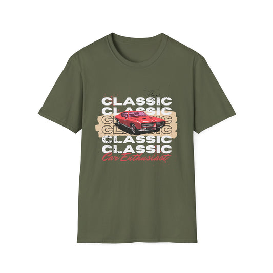Classic Car Enthusiast T-Shirt — Vintage Red Muscle Car Graphic - Creations by Chris and Carlos
