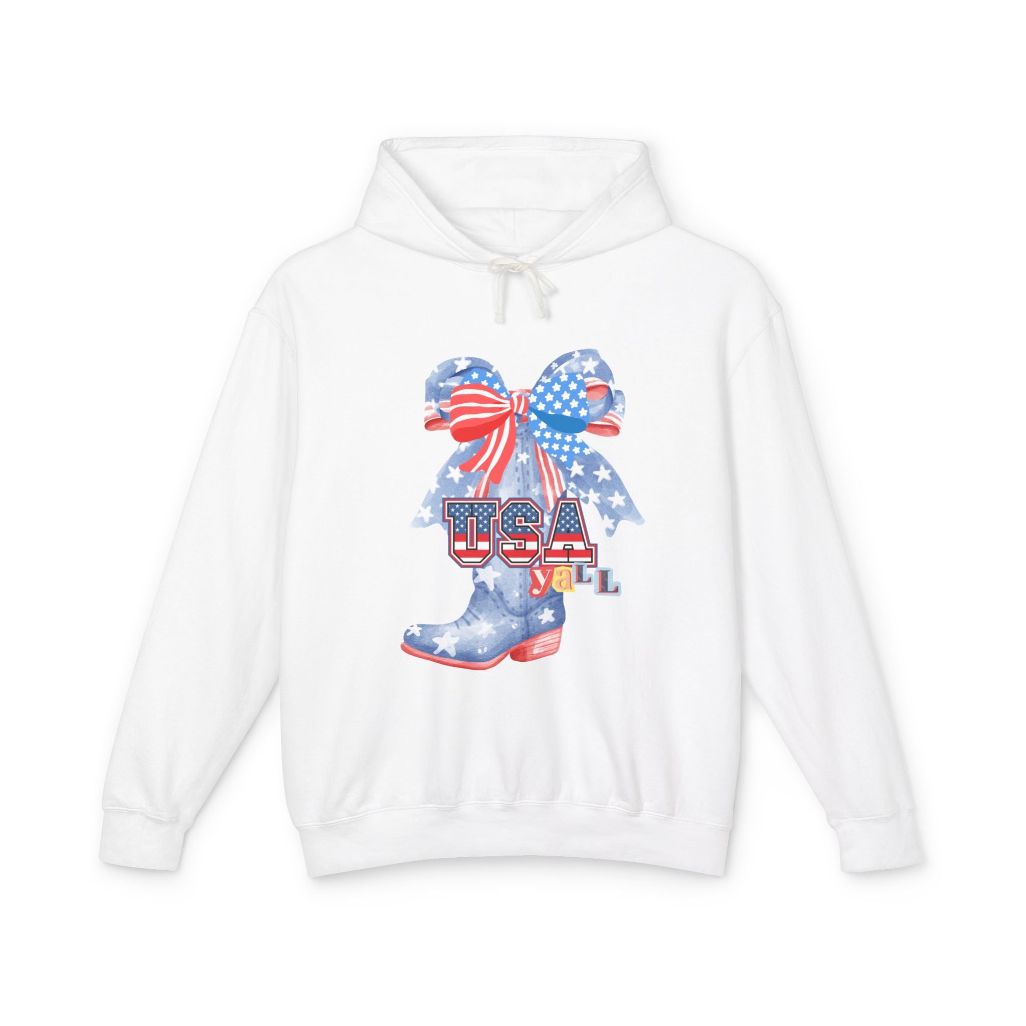 Patriotic Cowboy Boot Hoodie - USA Y'all 4th of July Sweatshirt - Creations by Chris and Carlos