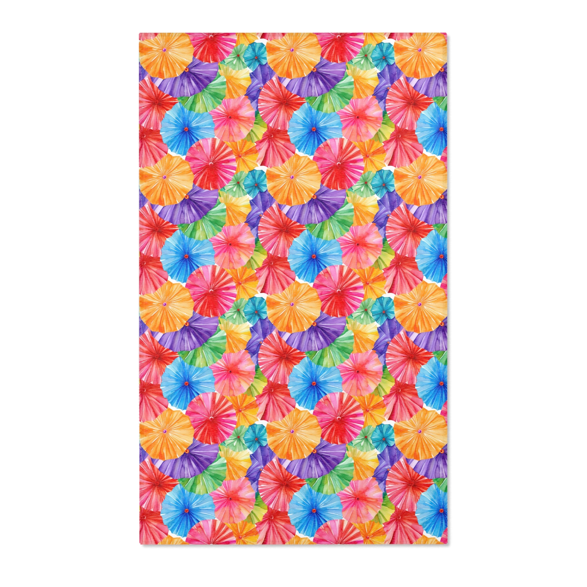 Sol y Alegría (Sun and Joy) Collection- Vibrant Umbrella Pattern Area Rug — Colorful Tropical Beach Vibe Accent Rug - Creations by Chris and Carlos