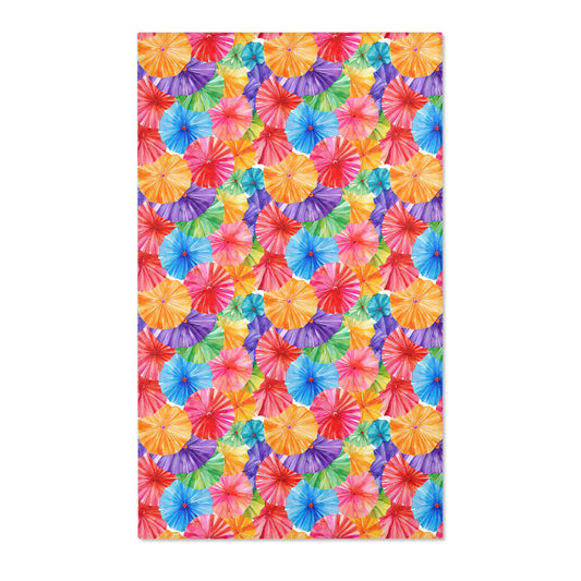 Sol y Alegría (Sun and Joy) Collection- Vibrant Umbrella Pattern Area Rug — Colorful Tropical Beach Vibe Accent Rug - Creations by Chris and Carlos