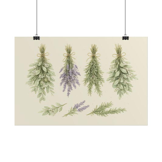 Herb Bundle Botanical Poster — Rolled Kitchen Wall Art - Creations by Chris and Carlos