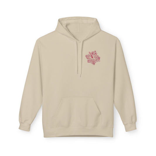 Pinky Palmtree Puff  Floral Graphic Hoodie — Vintage Botanical Note Print - Creations by Chris and Carlos