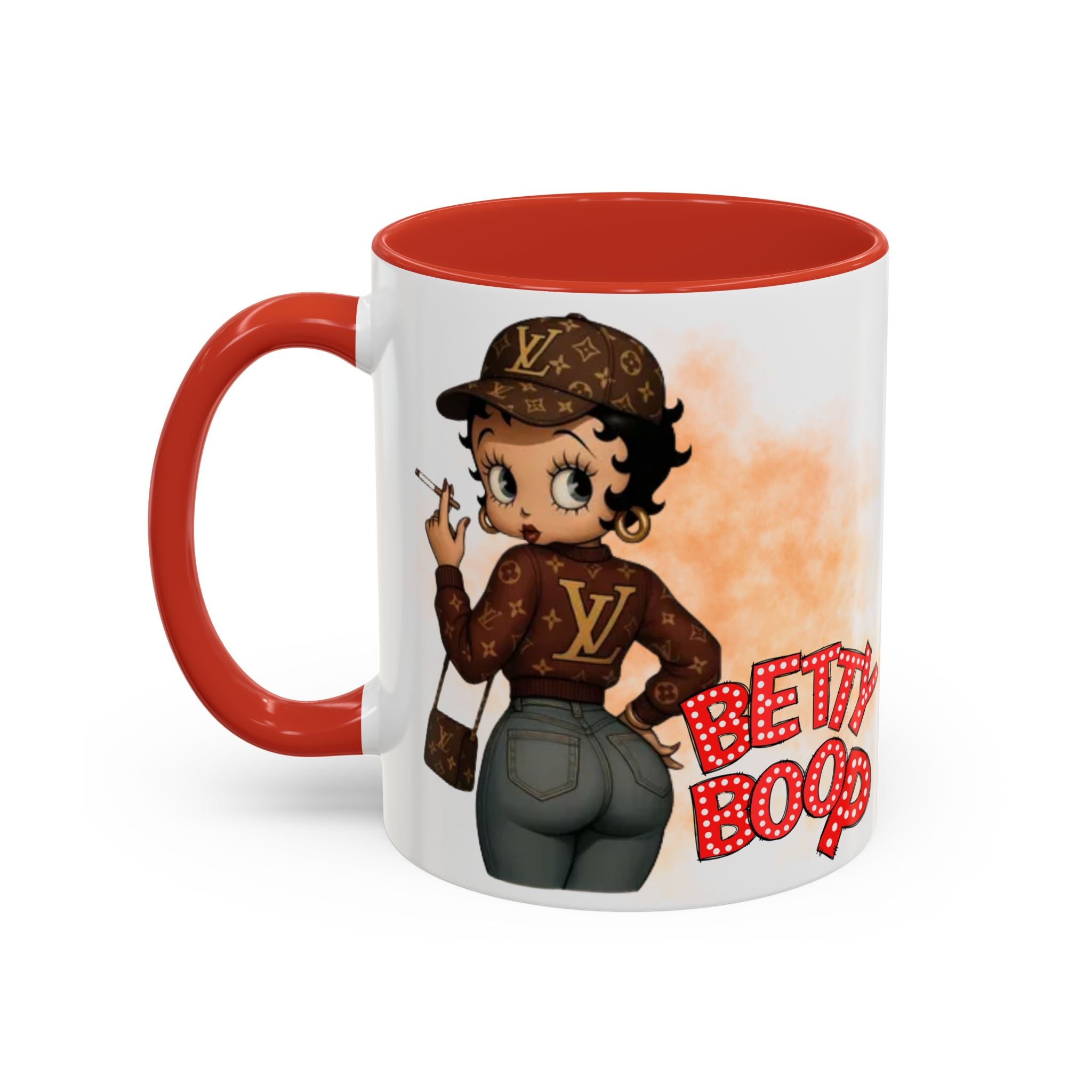 Accent Coffee Mug — Retro Pin-Up Character with 'Betty Boop' Text - Creations by Chris and Carlos