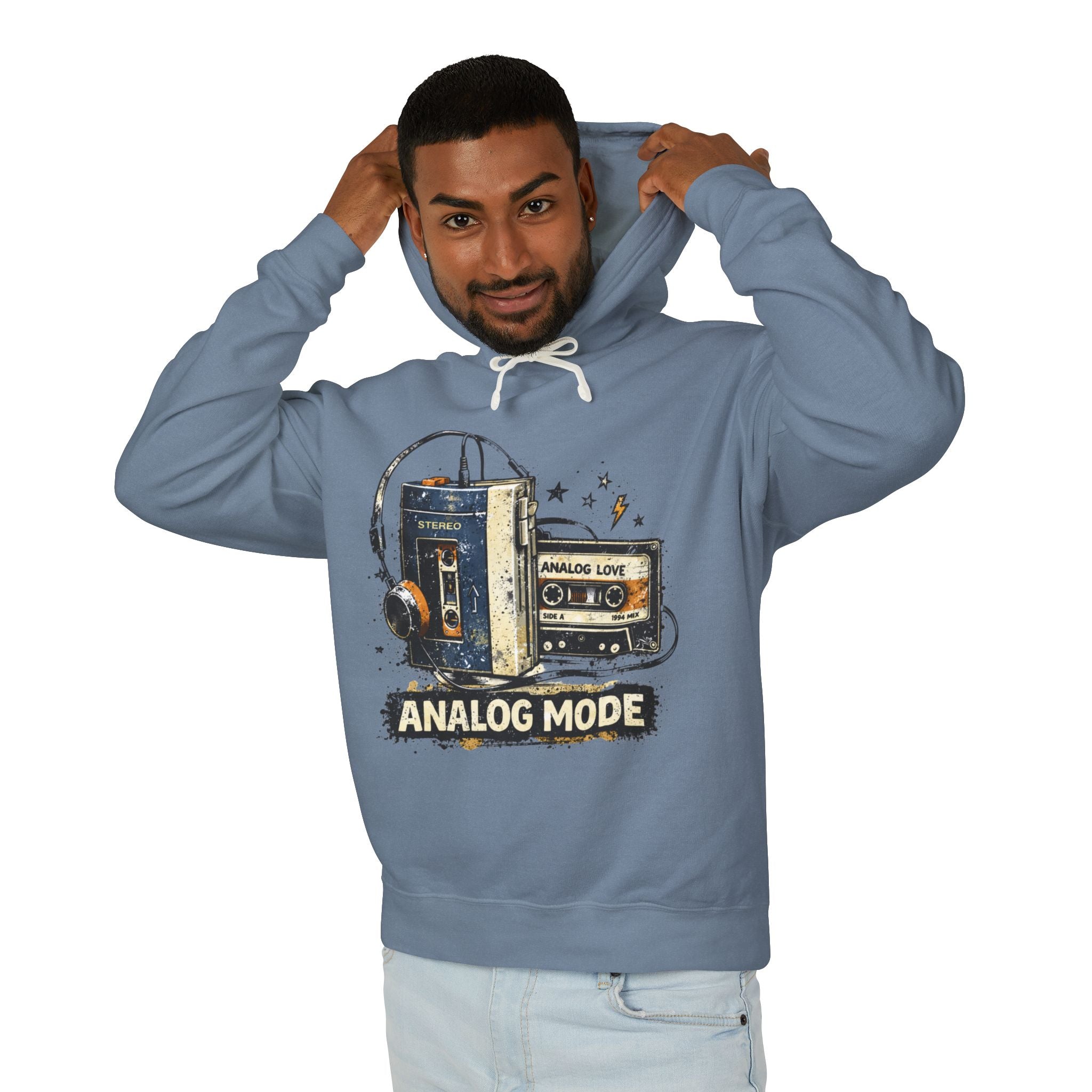 Analog Mode Hoodie — Retro Cassette & Walkman Vintage Music Pullover - Creations by Chris and Carlos