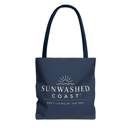 Sunwashed Coast Tote Bag — 'Soft Living by the Sea' Coastal Canvas Shopper - Creations by Chris and Carlos