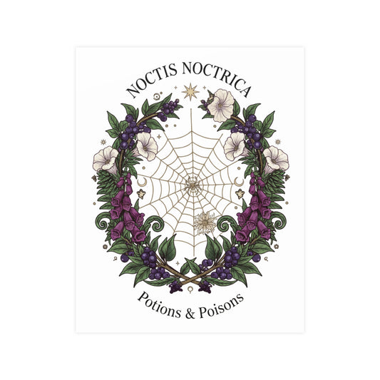 Noctis Noctrica Floral Spiderweb Poster — 'Potions & Poisons' Matte Art Print - Creations by Chris and Carlos
