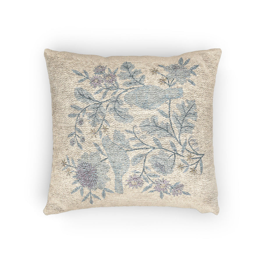 The Slate & Sage Collection- Martha Woven Pillow: Vintage Botanical Bird Tapestry Throw Pillow — Cottagecore Floral Accent - Creations by Chris and Carlos