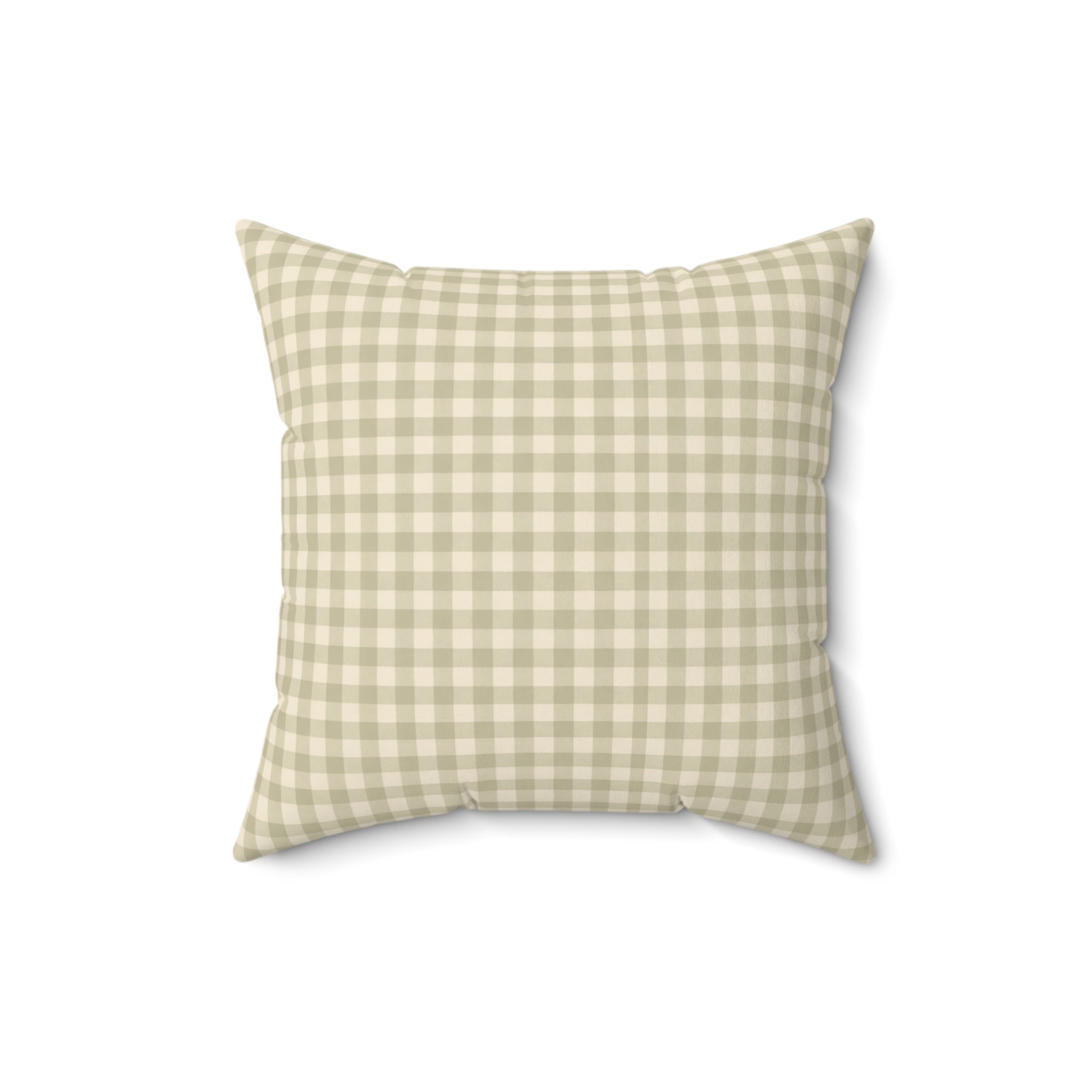 Gingham Faux Suede Square Pillow — Light Sage Check Decorative Throw Pillow - Creations by Chris and Carlos