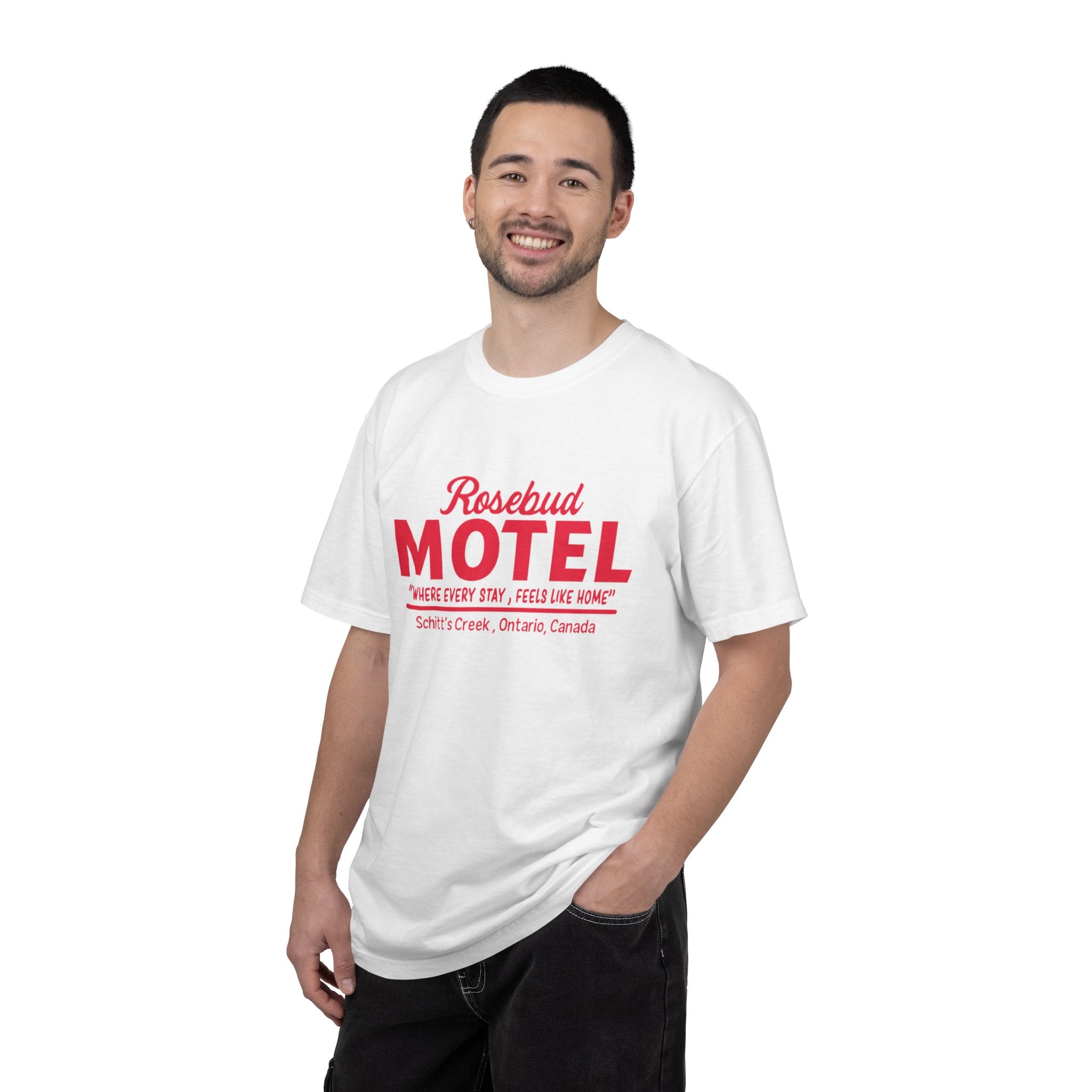 Rosebud Motel T-Shirt — Vintage 'Where Every Stay Feels Like Home' Graphic Tee - Creations by Chris and Carlos