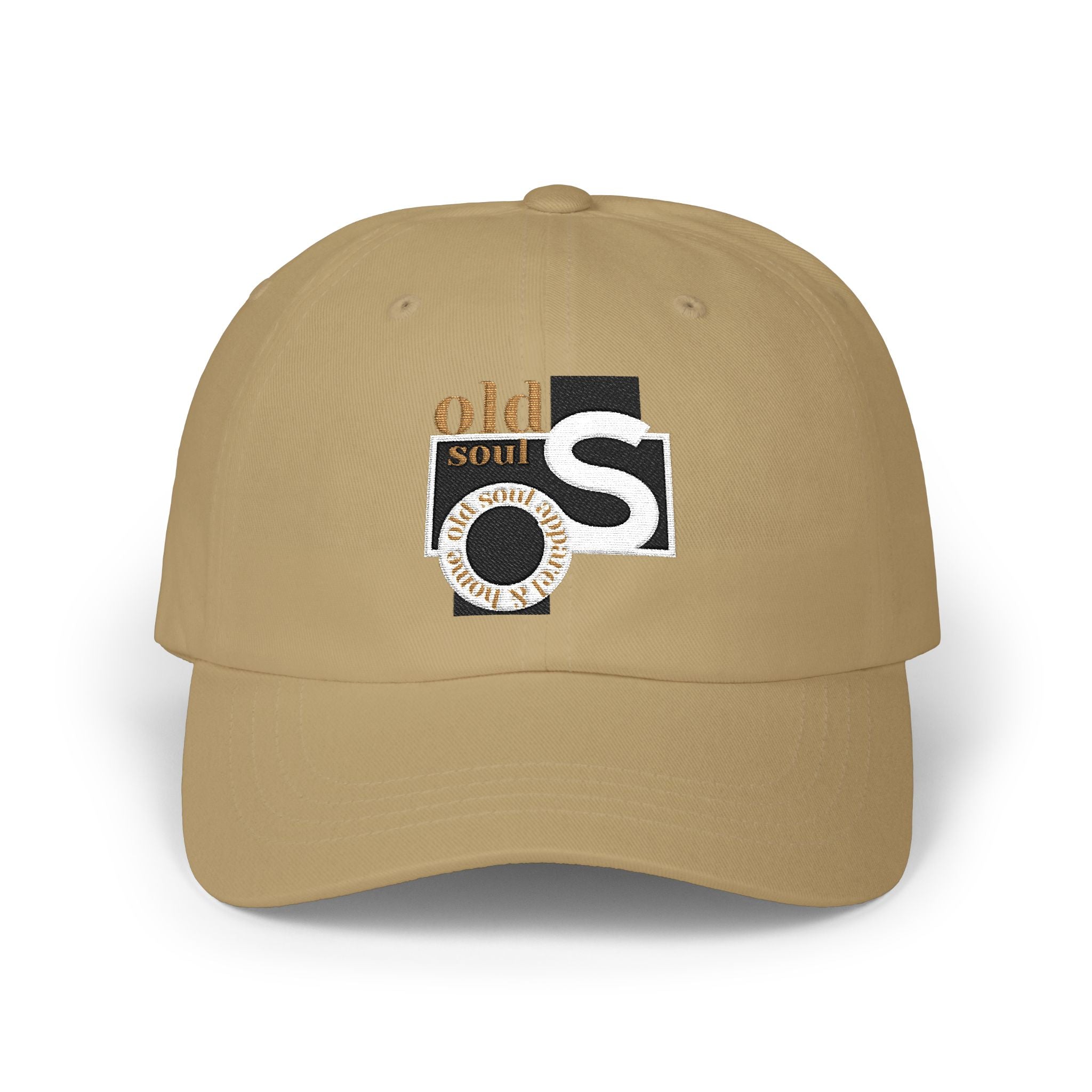 Classic Dad Cap – 'Old Soul' Retro Block Logo Embroidered Baseball Hat - Creations by Chris and Carlos
