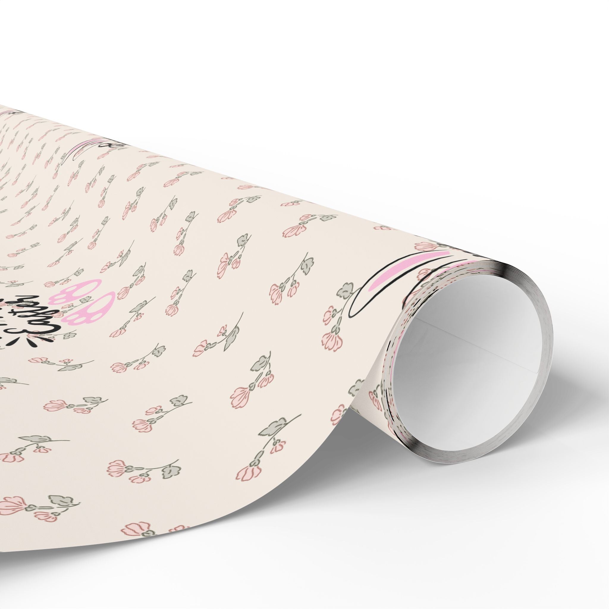 Easter Floral Mini Rose Wrapping Paper Roll — Pink Rosebud Gift Wrap - Creations by Chris and Carlos